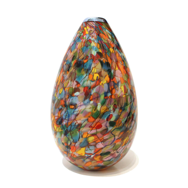 Keith Grinter, "Waterlily Teardrop Vase", Hand Blown Glass, 275mm Tall, 2023