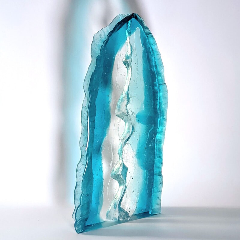 Lee Howes, "Ice Coast", Cast Glass, 400 H x 180 x 50mm, 2022, SOLD
