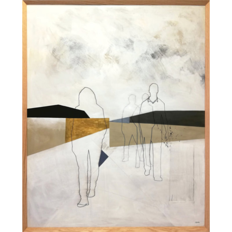 Odelle Morshuis "Head in the Clouds I", Acrylic on Board, Oak Frame, 1235 x 980mm, 2022