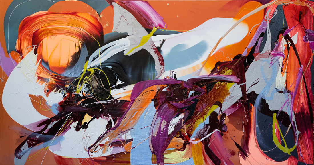 Cristina Popovici- "Orange Tide", Mixed Media on Canvas, 1500 x 2780mm, 2023