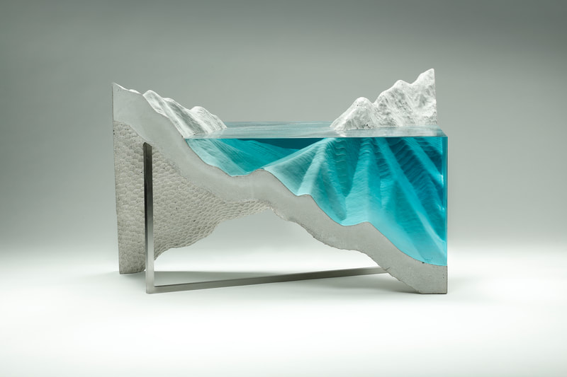 Ben Young- Parted By Water, Float Glass, Cast Concrete and Steel, H 32 x W 50 x D