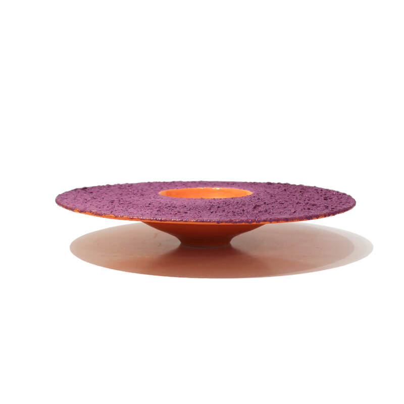 Peter Collis, "Crackle and Pop Disk (Orange)", Hand Thrown Ceramic, 45mm H x 285mm diameter, 2023