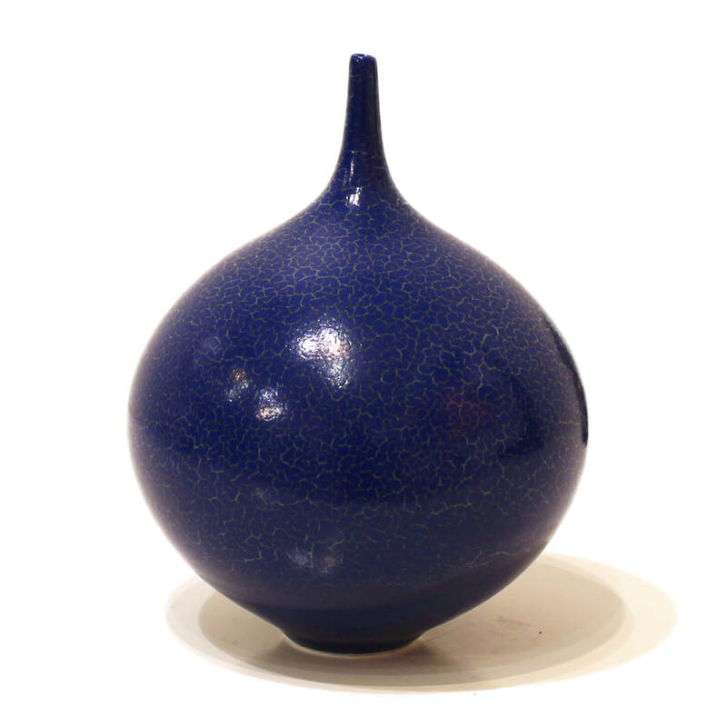Peter Collis, "Crackle Orb", Hand Thrown Ceramic, 170mm tall and 140mm diameter, 2023