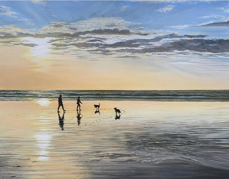 Phil Hanson, "The Joy of the Beach Walk", Oil on Canvas, 700 x 900mm, 2022