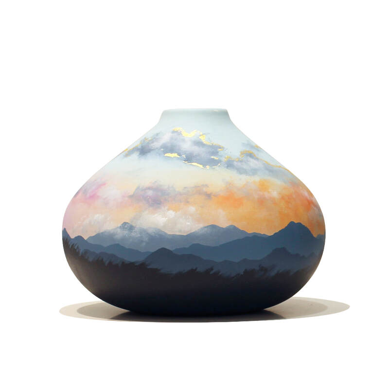Rachel Murphy, "Last Blush Vase Series", Hand Formed and Painted Porcelain with 24ct Gold Leaf, Vase- 140mm height, 2024