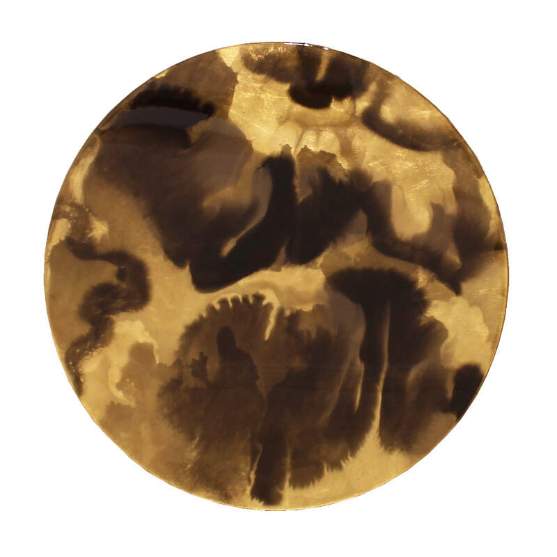 Rae West, "Golden Light Clouds", Resin and Gold Leaf on Board, 760mm Diameter
