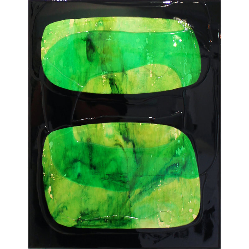 Rae West, "Retro Series- Moss", Resin and Gold Leaf on Board, 450 x 600mm, 2022
