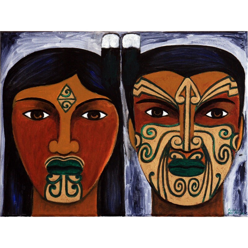 Robyn Kahukiwa, "He Wahine, He Tane", Oil on Canvas, 30 x 40cm, 2015