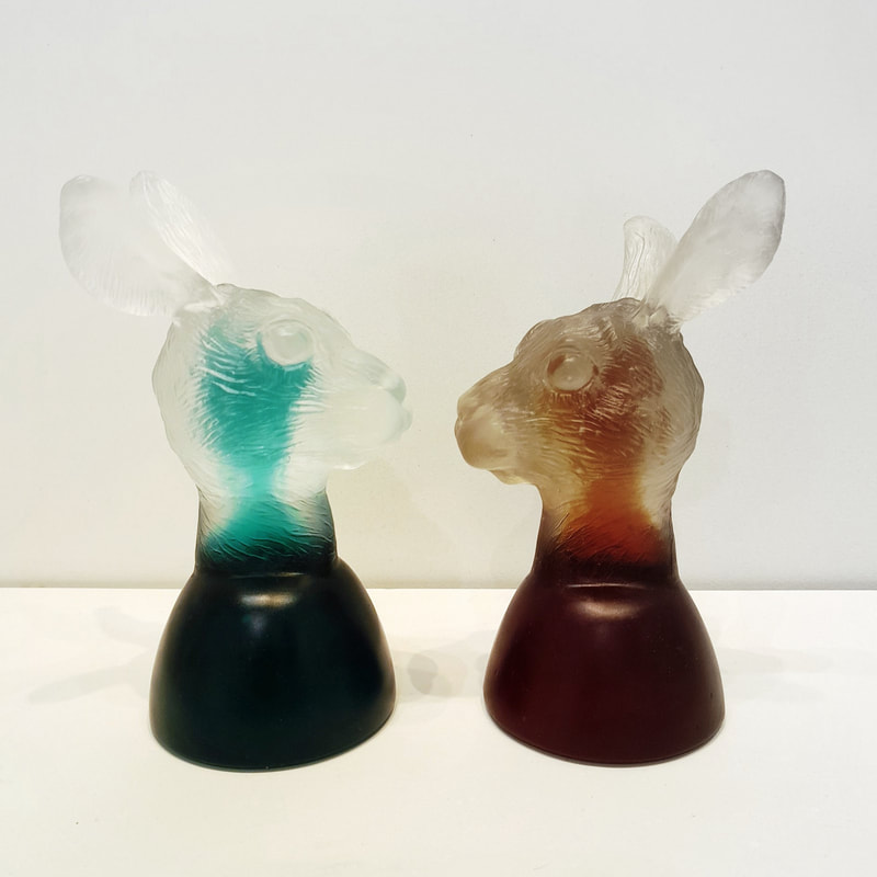 Clare McGlynn, "Roger Rabbits", Cast Glass, 150 x 80 x 80mm each