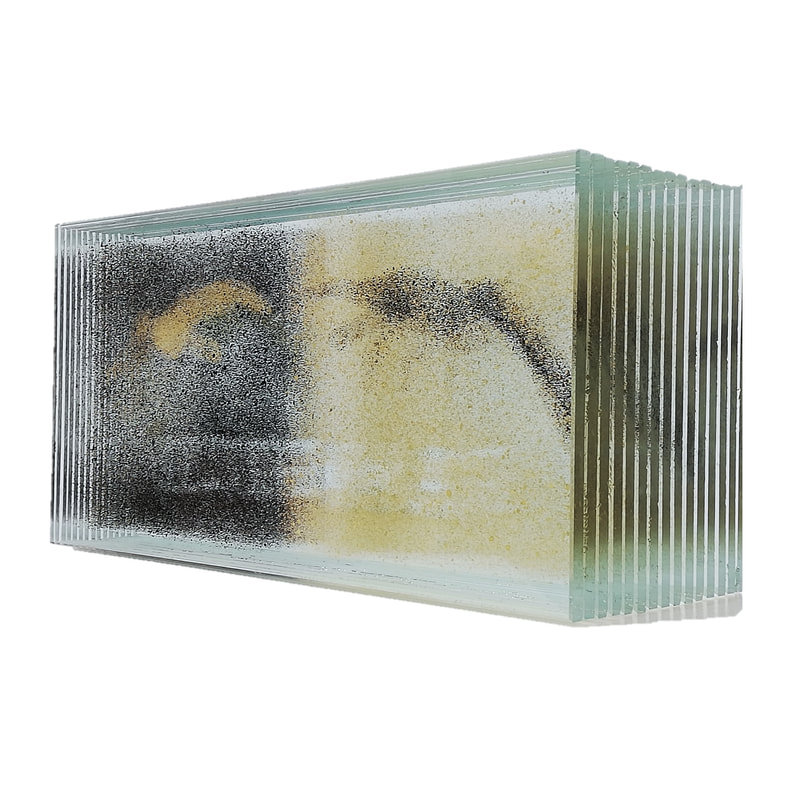 Ryan Carter, "Dog War", ​Laminated Float Glass and Acrylic Paint, Sculpture, 40 x 20 x 15cm, 2021