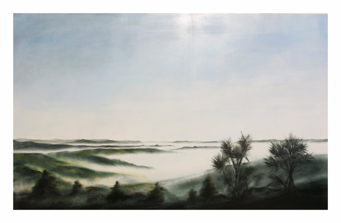 Terry Prince, "Beyond the Misty Valley", Acrylic on Board, 1200 x 800mm, 2021, SOLD