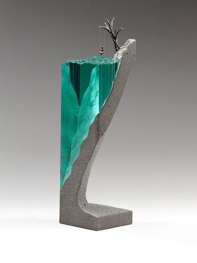 Ben Young, "Suspended", Laminated clear float glass with cast concrete & white bronze, W 135 x H 500 x D 135mm, SOLD