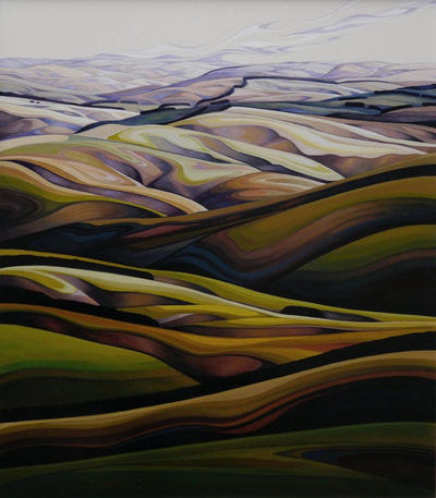 Maria Kemp, "Ribbons of Otago", Oil on Board, Framed, 880 x 970mm