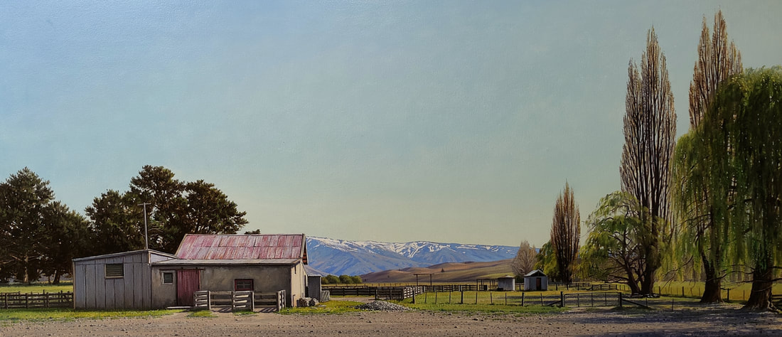 John Toomer- "Spring Morning at Chatto Creek", Oil on Canvas, 500 x 1100mm, 2022