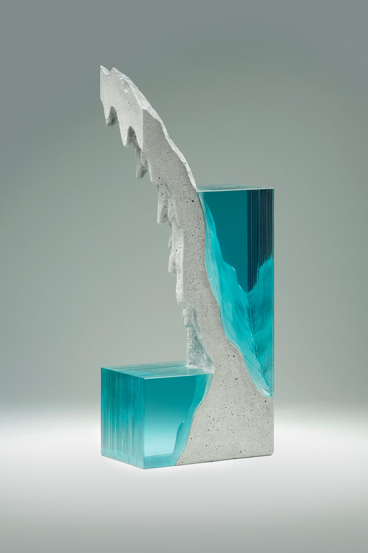 Ben Young, "Changing Tides", Laminated float glass and cast concrete, 650 H x 250 W x 150mm D, 2019, SOLD