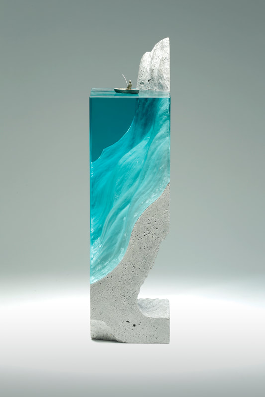 Ben Young, "The Waiting Game", Laminated float glass, cast concrete and white bronze, 450 H x 150 W x 120mm D, 2019, SOLD