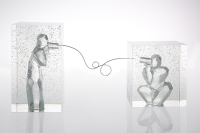 Glass Art by Di Tocker- "Communicate", Lead Crystal (Hand-cast), 2015