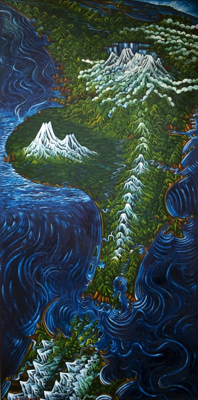 Dean Buchanan, "North Island - Te Ika-a-Māui" (The Fish of Maui), 2013, Oil on Canvas, 1900 x 1010mm