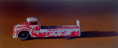 Peter Miller, "My Little Red Truck", Oil on Canvas, 830 x 350mm, 2014, SOLD
