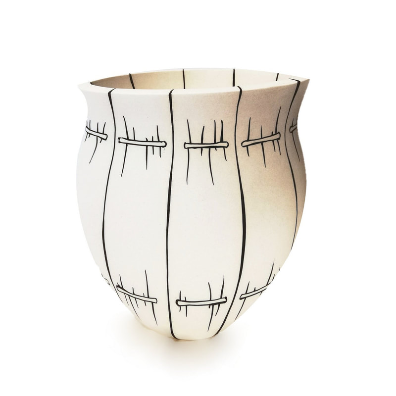 Alice Rose, "Graphic Glass (Thread)", Ceramic, 16cm H x 14cm W, 2021
