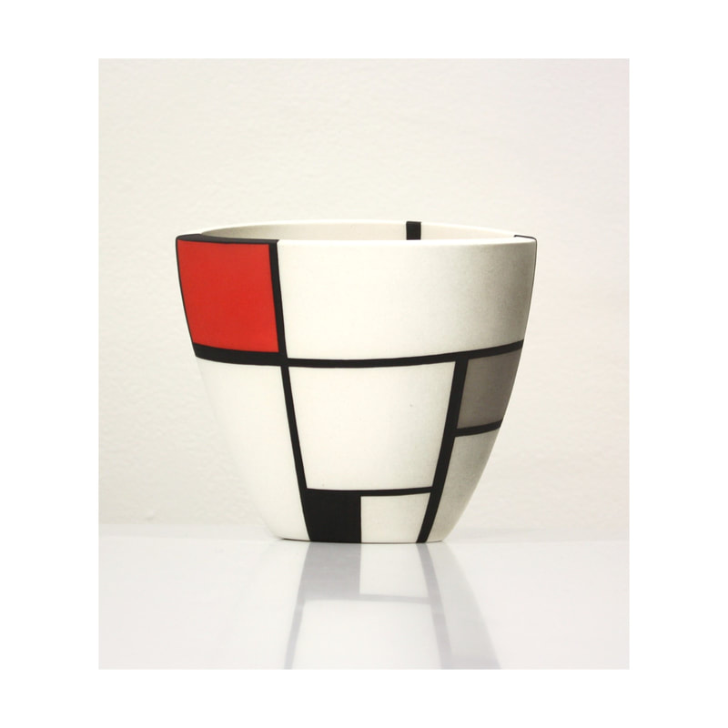 Alice Rose- "Mondrian Red", Hand Built Ceramic, 11.5cm tall, 2021