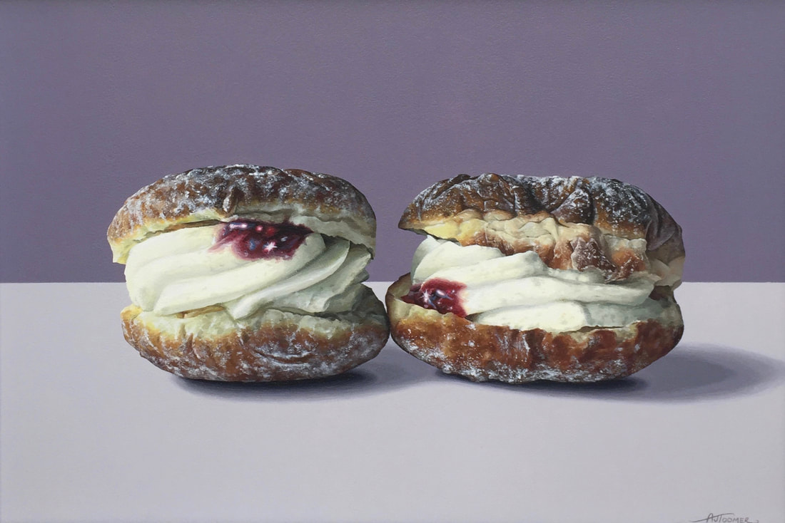 Alice Toomer, "2 Doughnuts", Acrylic on gesso panel, 580 x 580mm, 2018, SOLD
