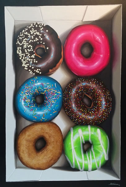 Alice Toomer, 'Box of Doughnuts", Acrylic on canvas, 610 x 457 mm, 2016, SOLD