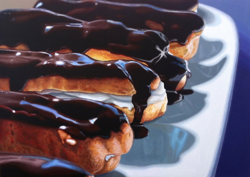 Alice Toomer, "Eclairs", Acrylic on gesso panel, 600 x 430 mm, 2016, SOLD