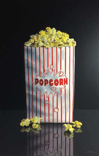 Alice Toomer, "Popcorn", Acrylic on gesso panel, 650 x 380 mm, 2016, SOLD