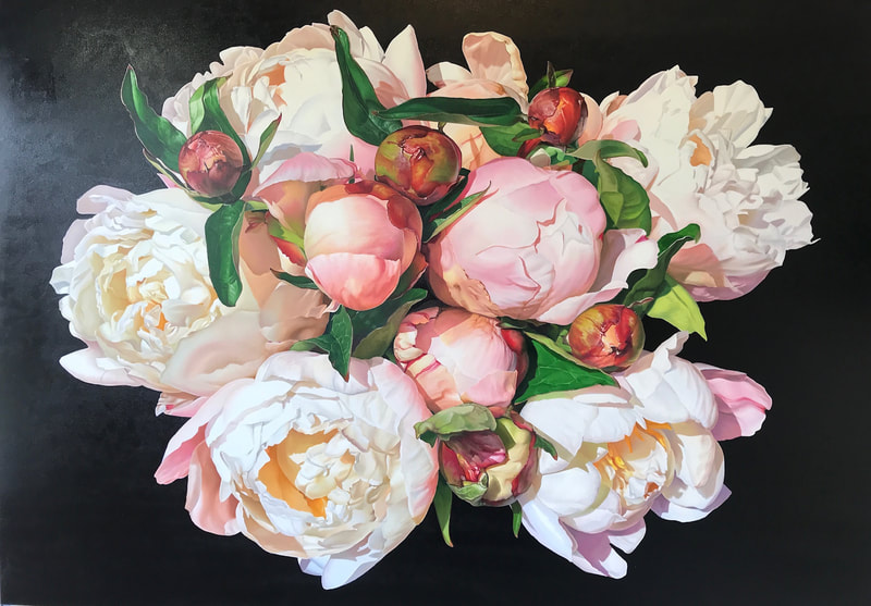 Amber Emm, French Delight, Oil on Canvas, 1000 x 1400mm, 2019, Peonie Painting