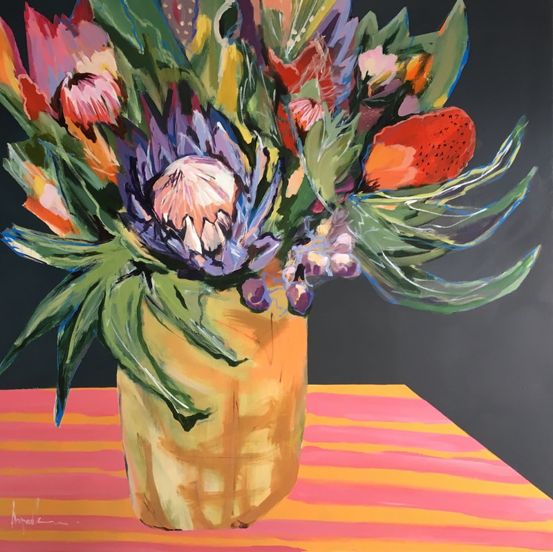 Angela Maritz, "Floral State of Array", Acrylic on Canvas, 1400 x 1400mm, 2018, Floral Painting