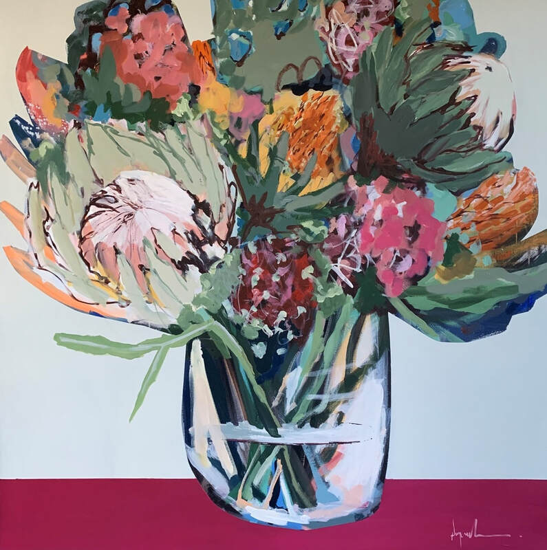 Angela Maritz, "Love like Water", Acrylic on Canvas, 1212 x 1212mm, 2019, Flower Painting