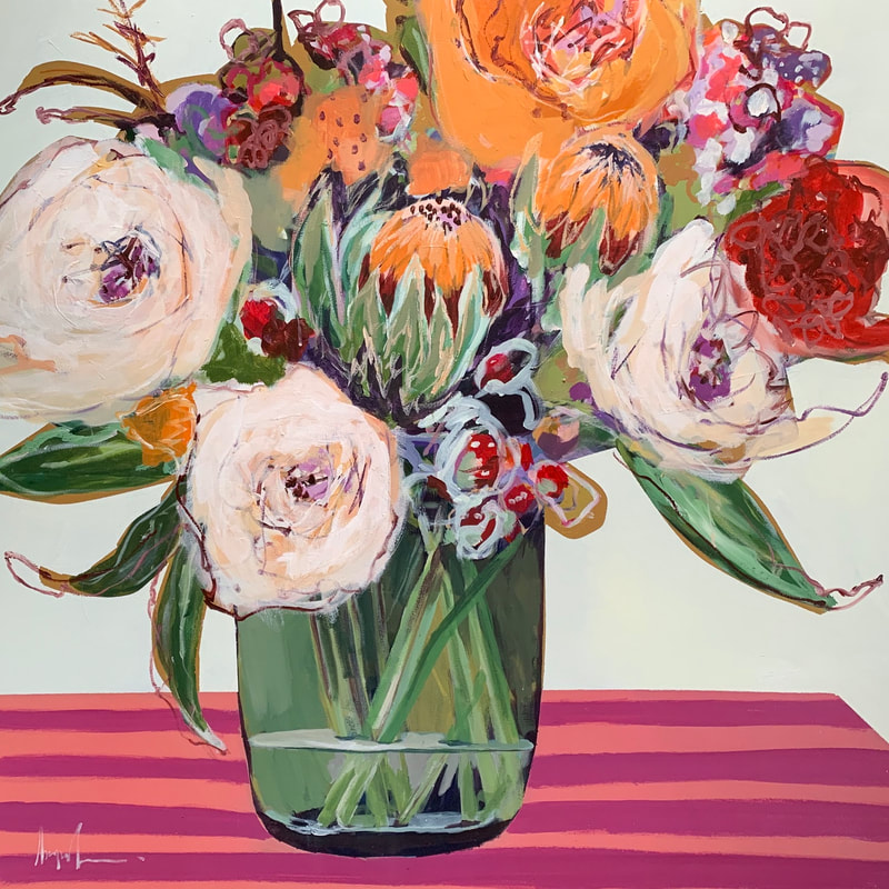 Angela Maritz, "The Sweetness", Acrylic on Canvas, 1200 x 1200mm, 2019, Floral Artwork