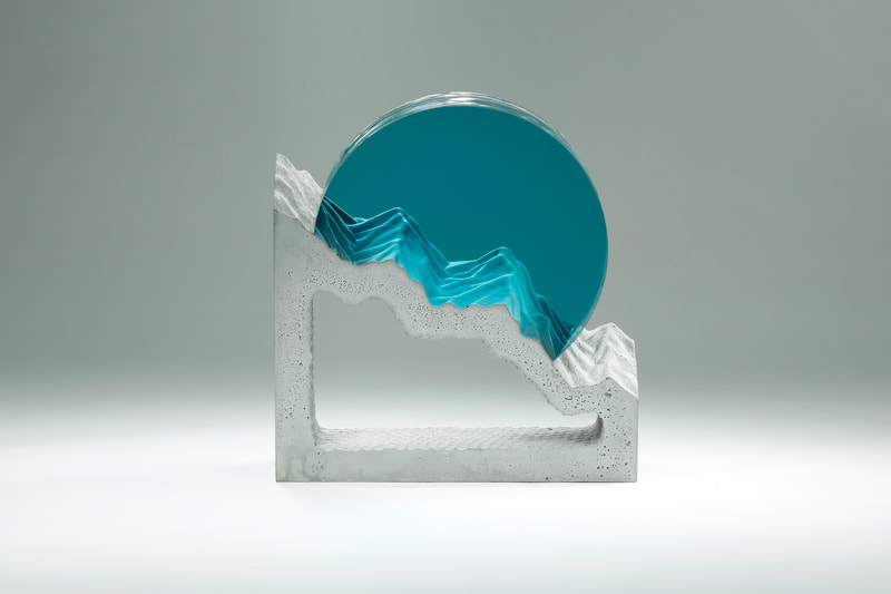 Ben Young, Atmosphere I, Laminated float glass & cast concrete, 500 H x 500 W x 120mm D, 2021