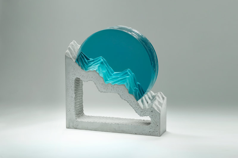 Ben Young, Atmosphere I, Laminated float glass & cast concrete, 500 H x 500 W x 120mm D, 2021