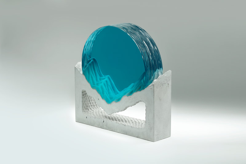 Ben Young, Atmosphere II, Laminated float glass & cast concrete, 500 H x 500 W x 120mm D, 2021