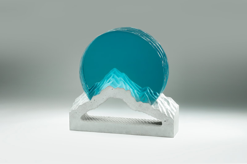 Ben Young, Atmosphere III, Laminated float glass & cast concrete, 500 H x 500 W x 120mm D, 2021