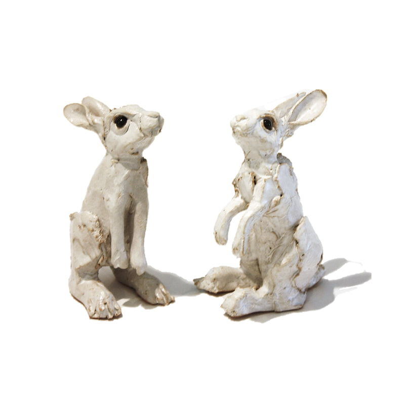 Kylie Matheson-"Bite Sized Bunnies", Hand Built Ceramic, Approx 10cm tall, 2021