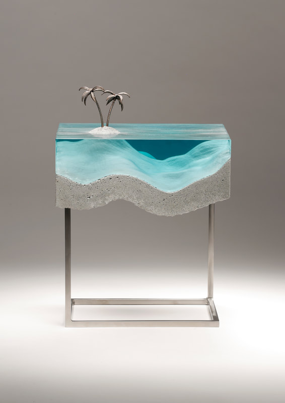 Ben Young, "Beached", Laminated float glass, cast concrete, cast bronze and stainless steel base, W 290 x H 300 x D 205mm, 2018, SOLD