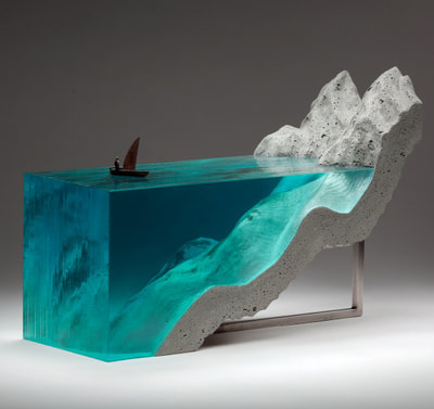 Ben Young, "At the Helm", Laminated float glass, cast concrete & bronze, W 470 X D 175 X H 300mm, 25.5 Kg Weight, 2017, SOLD