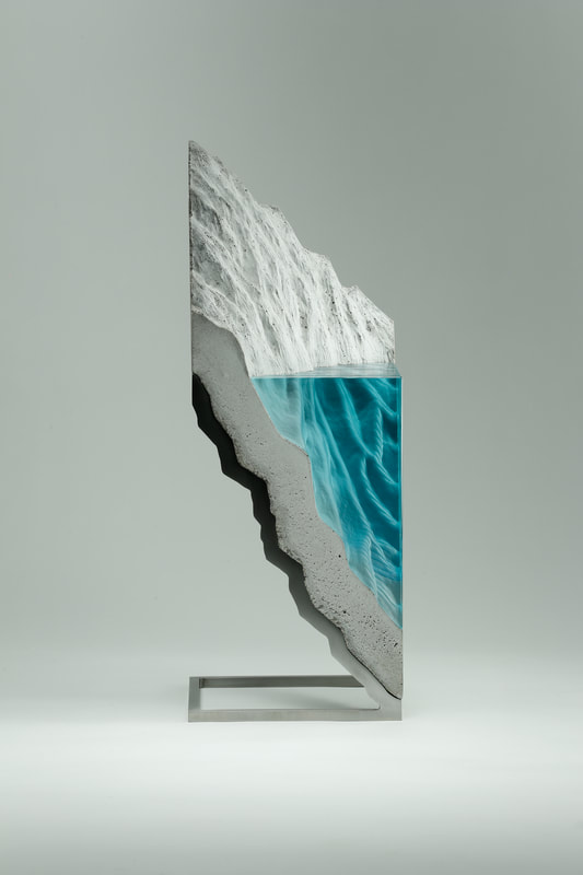Ben Young, Equilibrium, Laminated float glass, cast concrete & stainless steel frame, 530 H x 200 W x 200mm D, 2021​