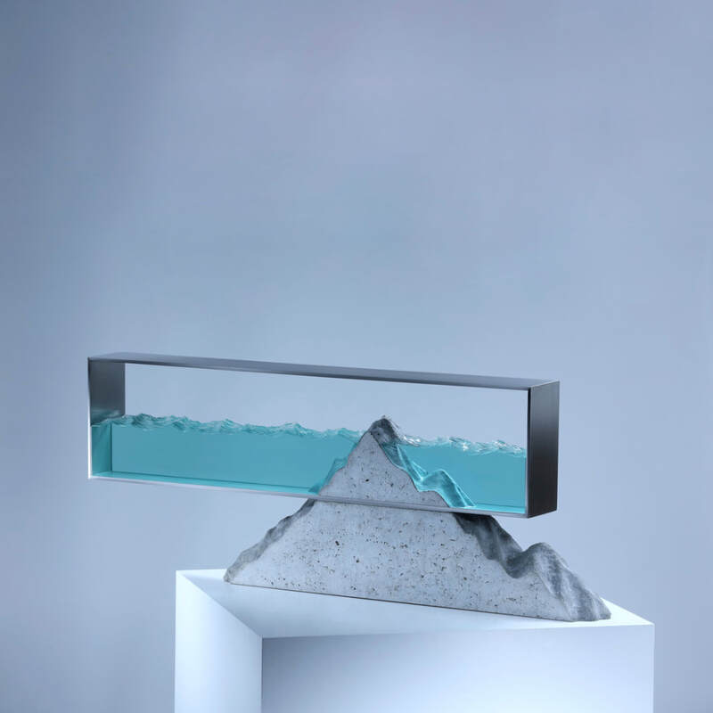 Ben Young, "Paradox", Laminated float glass, cast concrete and stainless steel, W 900mm x H 350mm x D100mm, 2023