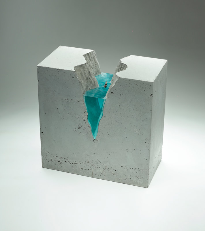 Ben Young, "Torn Earth", Cold worked laminated float glass, cast concrete and bronze, H 500 x W 500 x D 250mm, 2020, 52.5kg, SOLD