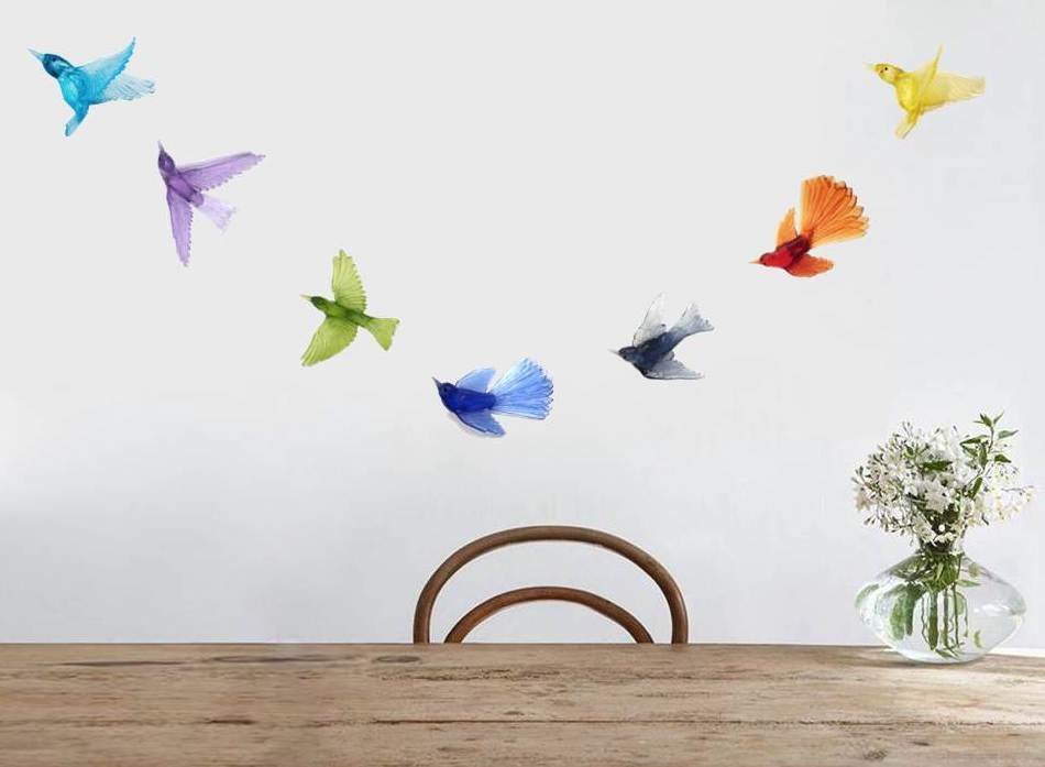 Lukeke Design | Glass Bird Flock Display Bright Colours
