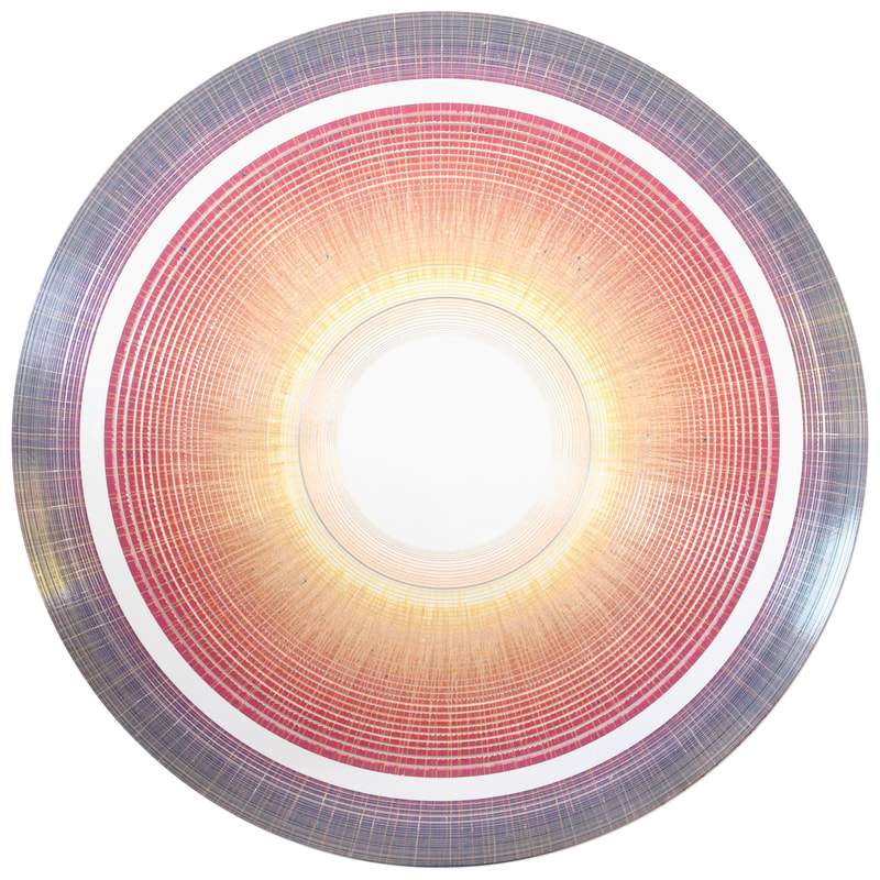 Che Rogers- "Borrowed Sunshine", Acrylic on ACM, 1200mm Diameter, 2021
