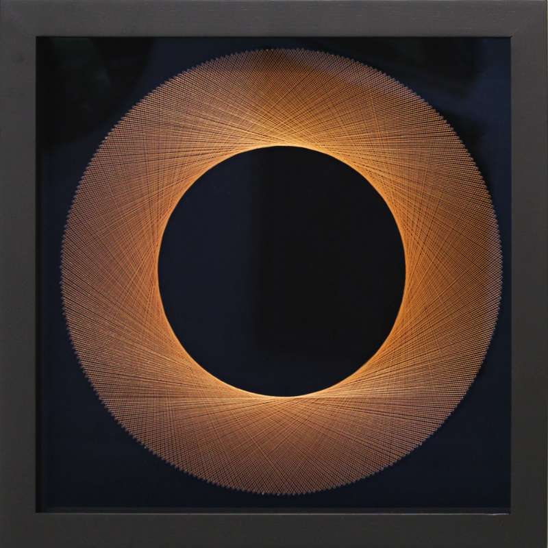 Bruce Stilwell, "Mini Halo - Bronze", ​Pinned Fibres on Velvet Board, Framed, 400 x 400mm, 2023