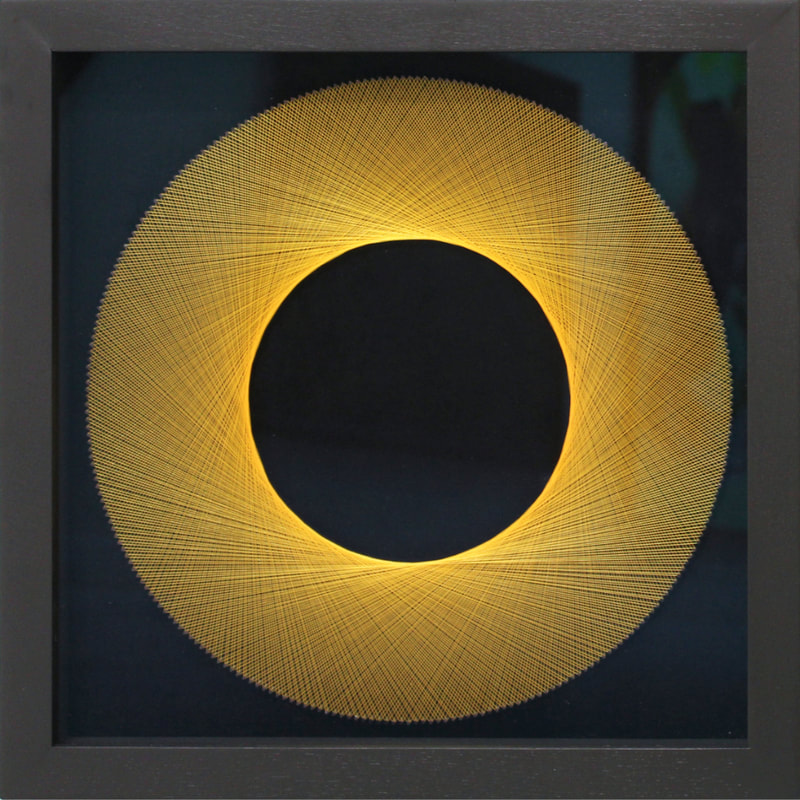Bruce Stilwell, "Mini Halo - Gold", ​Pinned Fibres on Velvet Board, Framed, 400 x 400mm, 2023
