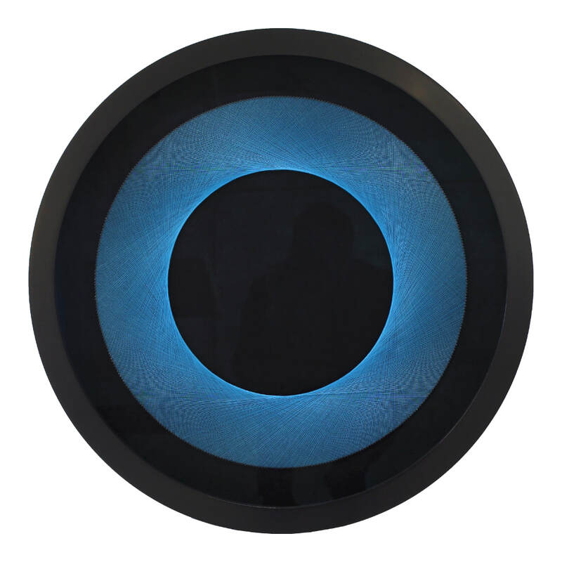 Bruce Stilwell, "Blue Halo", ​Pinned Fibres on Velvet Board, Framed, 650mm Diameter, 2023
