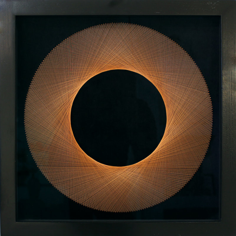 Bruce Stilwell, "Small Halo- Bronze",  Pinned Fibres on Velvet Board, Framed, 400 x 400mm, 2023