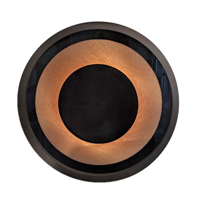 Bruce Stilwell- "Copper Halo", Pinned Fibres on Velvet Board, Framed, 700mm Diameter, 2022